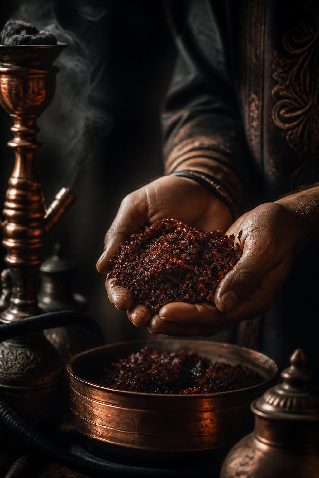 Artisan hands preparing premium tobacco